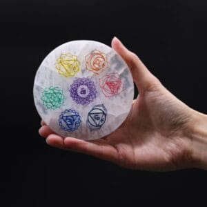 Płyta Selenitowa 10cm 7 Czakr Kolor – Stacja Ładująca | Soul Spot